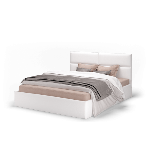 Кровать Сити 1400 с подъемным механизмом экокожа vega white