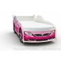 Кровать машинка БМВ розовая с матрасом ВиВера мебель