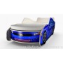 Кровать машинка Мустанг премиум синий с матрасом ВиВера мебель