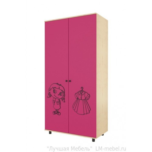 Шкаф двухдверный Тима и Тома модуль 9 платяной розовый